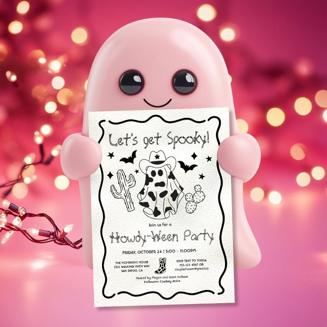 Convite Partido Cowgirl Howdy-between desenhada à mão (Criador carregado)