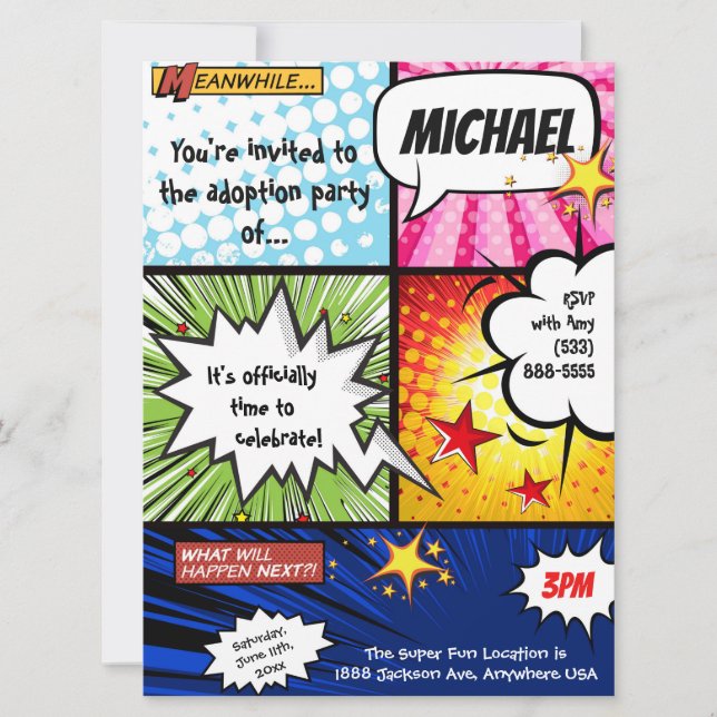 Convite Partido da adopção da banda desenhada do (Frente)