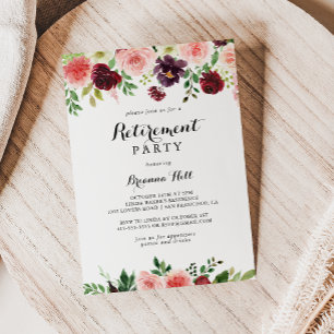 Convite Partido da Baixa Floral de Primavera Roxo