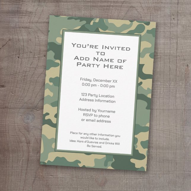 Convite Partido da Camuflagem Militar (A camouflage print birthday party invitation)