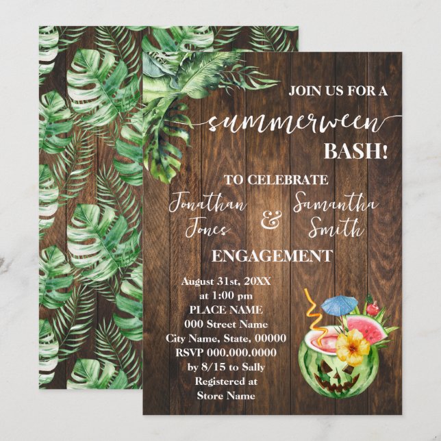 Convite Partido da Celebração do Casamento de Noivado Summ (Frente/Verso)