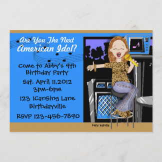 Convite Partido da estrela do rock para meninas