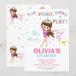 Convite Partido da ginástica da menina do unicórnio do