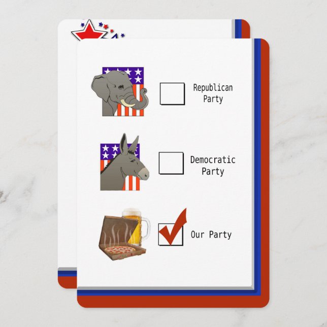 Convite Partido da Noite de Eleições Políticas (Frente/Verso)