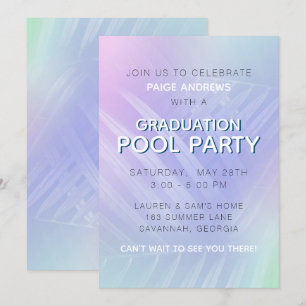Convite Partido da Piscina de Graduação de Folhas Tropic
