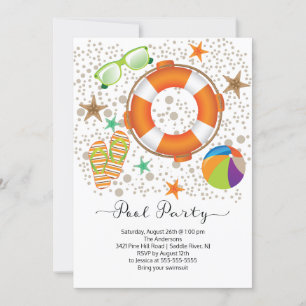 Convite Partido da Piscina de Verão Moderno