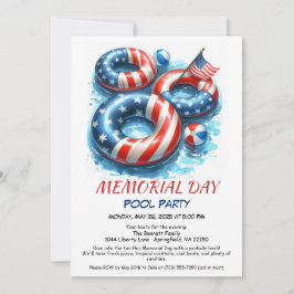 Convite Partido da Piscina do Dia Memorial | Summer Bash