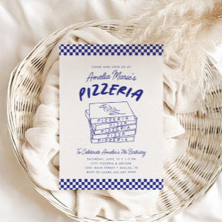 Convite Partido da Pizzaria Italiana Azul Moderna