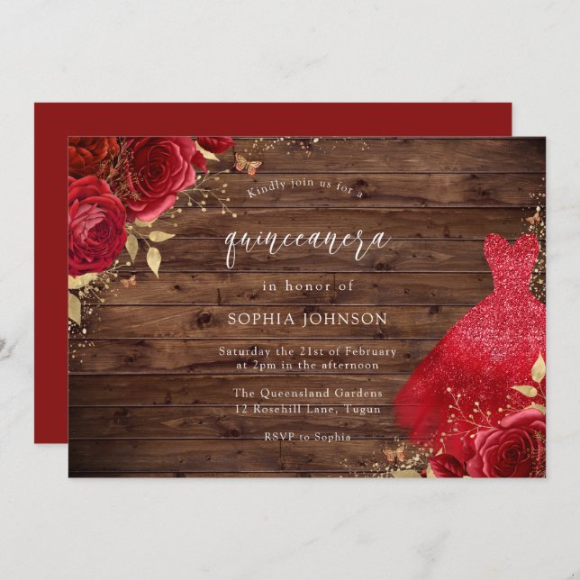 Convite Partido da Quinceanera Russa do Vestido do Rosa ve (Frente/Verso)