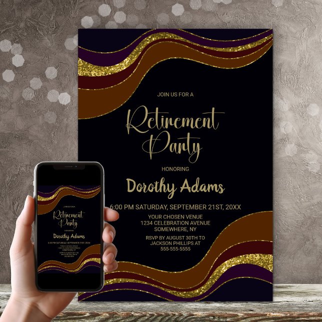 Convite Partido da Reforma da Luminária Dourada Preta (Criador carregado)