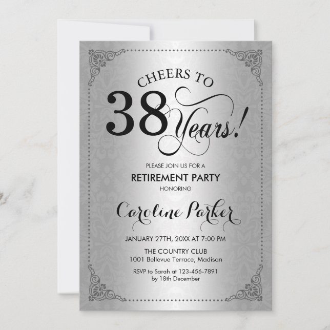 Convite Partido da Reforma - Damasco Preto Prateado (Frente)