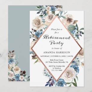 Convite Partido da Reforma Dourada do Rosa Azul Boho Dusty