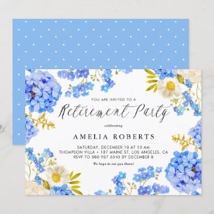 Convite Partido da Reforma Floral de inverno Azul Hydrange