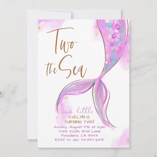 Convite Partido Da Sereia Púrpura 2, segundo aniversário D (Frente)
