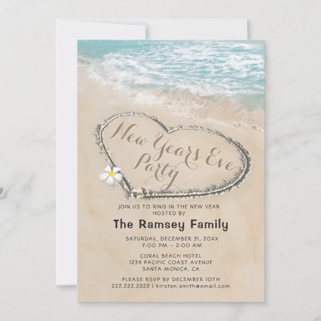 Convite Partido da Véspera de ano novo Tropical (Frente)