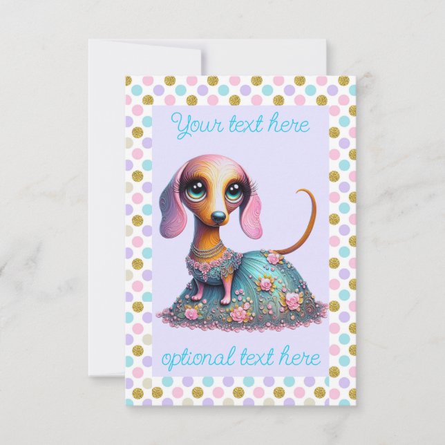 Convite Partido Dachshund de Olhos Grandes (Frente)