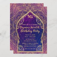 Partido Dançarino Árabe roxo e Dourado marroquino