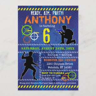 Convite Partido Dart Wars Blaster Gun Birthday