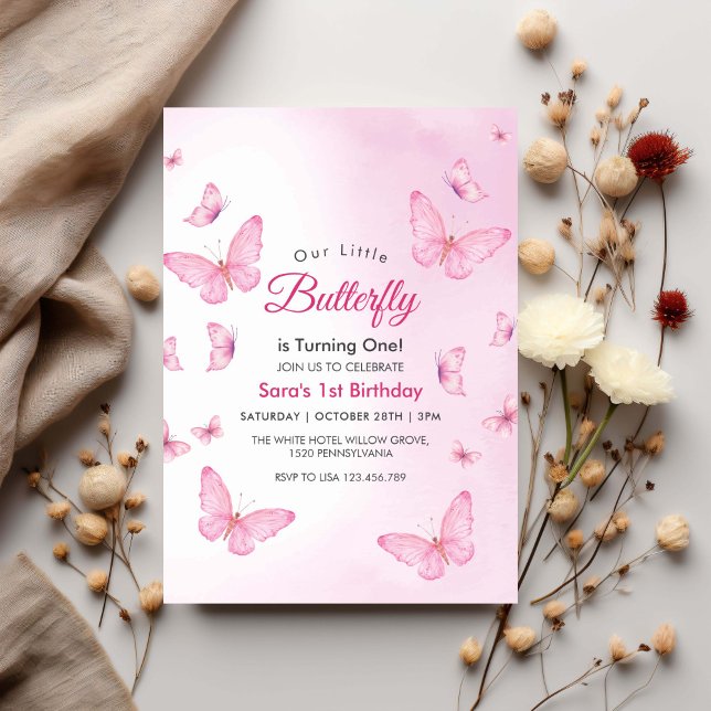 Convite Partido das Borboletas do Primeiro primeiro aniver (Criador carregado)