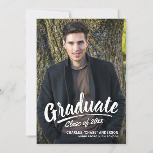 Convite Partido de 2 Fotos para Graduação Moderna com Scri
