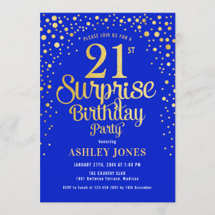 Convite Partido de aniversário de 21 anos da surpresa -
