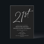 Convite Partido de aniversário de 21 anos de 21 anos de Sc<br><div class="desc">Este convite para o aniversário de 21 anos moderno apresenta um fundo preto chic com escrita branca e tipografia moderna. O roteiro diz "21ruas". Todas as cores (até mesmo o script do ano) são personalizáveis completa e facilmente. Você pode até adicionar uma foto atrás! Basta usar a "ferramenta design" no...</div>