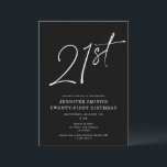 Convite Partido de aniversário de 21 anos de 21 anos de Sc<br><div class="desc">Este convite para o aniversário de 21 anos moderno apresenta um fundo preto chic com escrita branca e tipografia moderna. O roteiro diz "21ruas". Todas as cores (até mesmo o script do ano) são personalizáveis completa e facilmente. Você pode até adicionar uma foto atrás! Basta usar a "ferramenta design" no...</div>