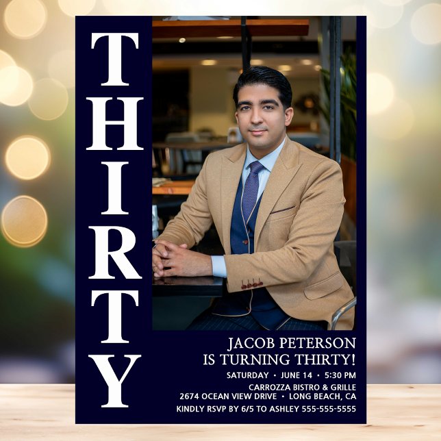 Convite Partido de aniversário de 30 anos de Fotografia Mo (Criador carregado)