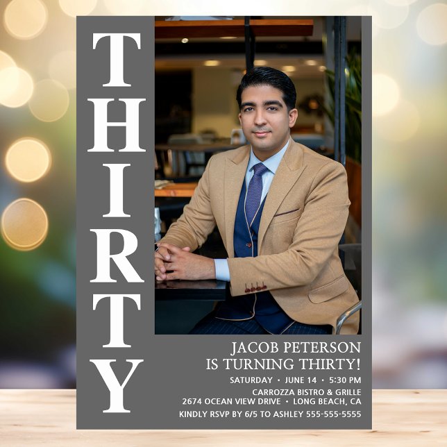 Convite Partido de aniversário de 30 anos de Fotografia Mo (Criador carregado)