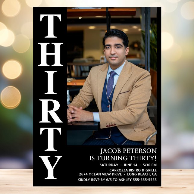 Convite Partido de aniversário de 30 anos de Fotografia Mo (Criador carregado)