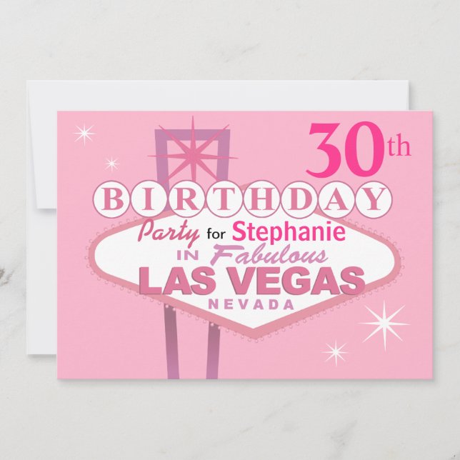 Convite Partido de aniversário de 30 anos de Las Vegas - (Frente)