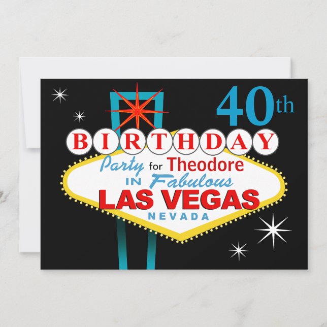Convite Partido de aniversário de 40 anos de Las Vegas (Frente)