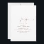 Convite Partido de aniversário de 40 anos de Script Dourad<br><div class="desc">Este convite de festas rosa de aniversário de 40 anos de guião ouro moderno é perfeito para uma festa de aniversário minimalista. O simples design cor-de-rosa-rosa-rosa-claro apresenta uma tipografia exclusiva de letras industriais com estilo boho moderno. Personalizável em qualquer cor. Mantenha o design mínimo e elegante, como está, ou personalize-o...</div>