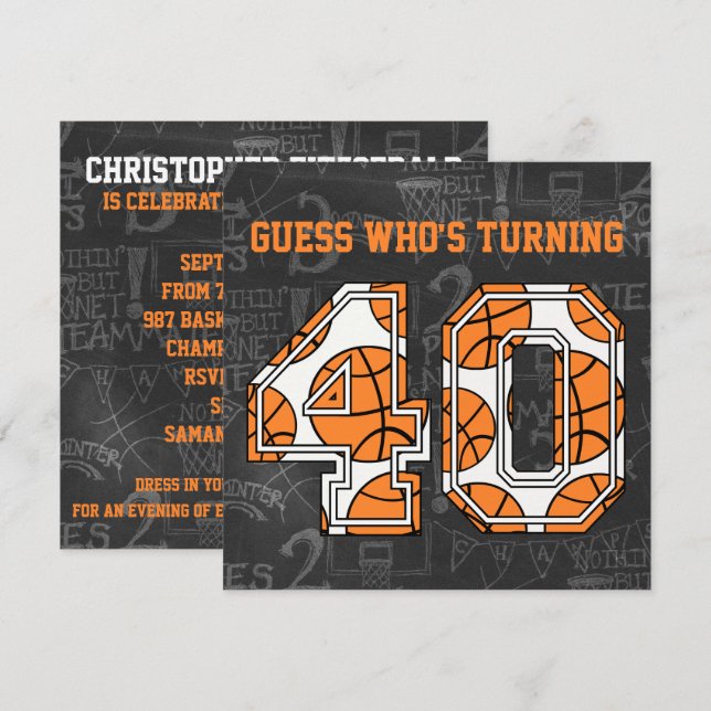 Convite Partido de aniversário de 40 anos do quadro do (Frente/Verso)