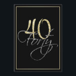 Convite Partido de aniversário de 40 anos preto e Dourado<br><div class="desc">Convite de festas preto e Dourado de prata formal do aniversário de 40 anos. Estes convites formais, à moda têm o número "40" no título sparkling do ouro e na palavra "quarenta" que sobrepor no roteiro de prata cursive, ambos em um fundo preto esperto com uma beira elegante do inclinação...</div>