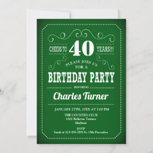 Convite Partido de aniversário de 40 anos retro - branco