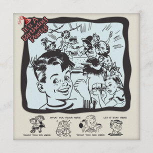 Convite Partido de aniversário de criança retro engraçado