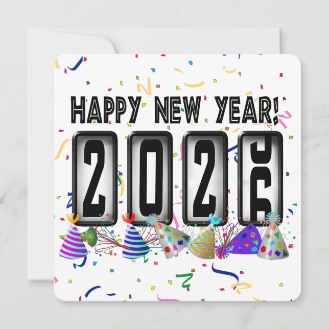 Convite Partido de Anos novos Odometer 2026 (Frente)