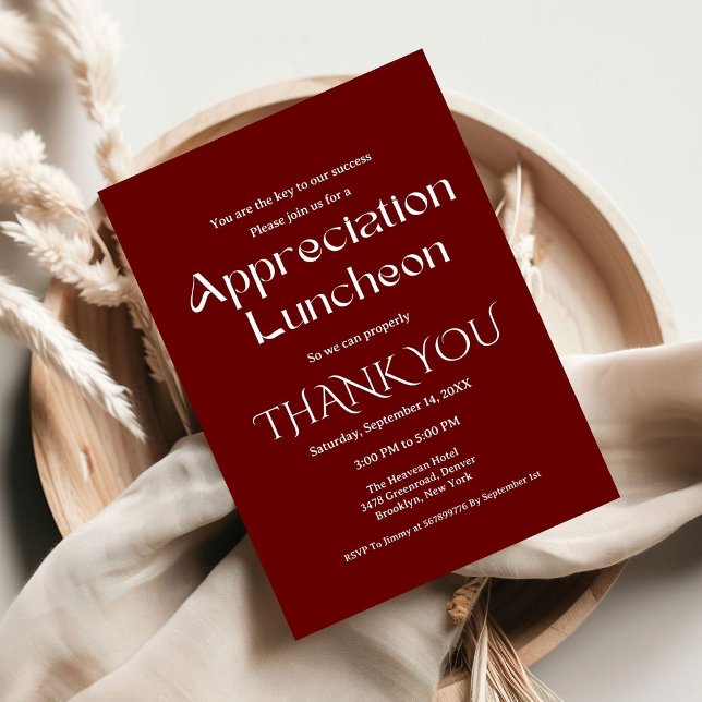 Convite Partido de Apreciação Moderno Burgundy (Criador carregado)