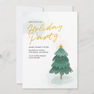 Convite Partido de Árvore de Natal de Script Moderno