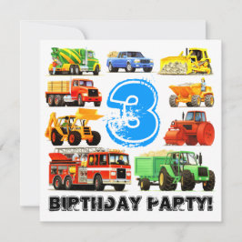 Convite Partido de Caminhão de Construção de aniversário d