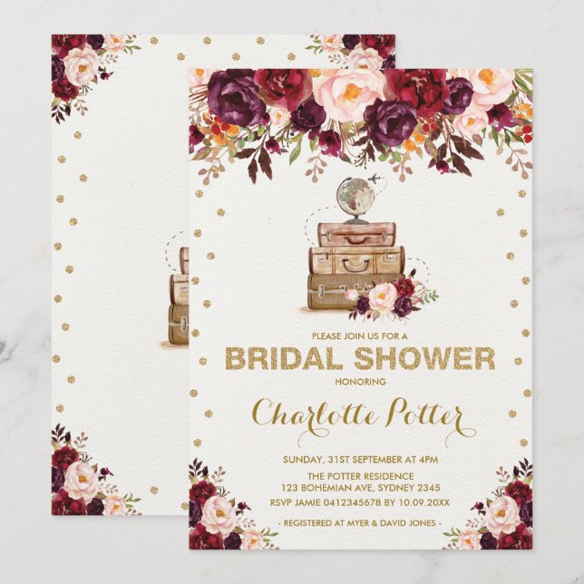 Convite Partido de chá de panela floral rústico das (Frente/Verso)