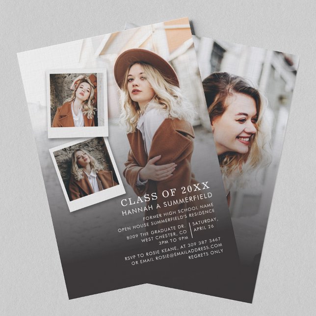 Convite Partido de Colagem de Fotos para Graduação 2025 (Graduation 2025 Photo Collage Grad Party Invitation)