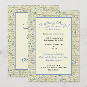 Convite Partido de confecção de malhas - fio azul/natura