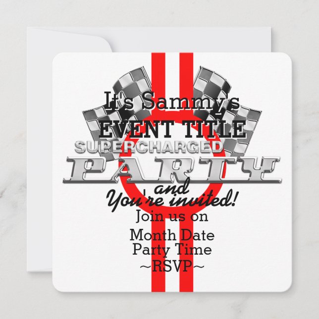 Convite Partido de Desempenho Supercarregado Personalizado (Frente)