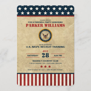 Convite Partido de Despedida de Marinho dos EUA - Treiname