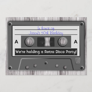 Convite Partido de disco retro da cassete de banda