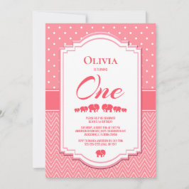 Convite Partido de Elefantes Rosa-primeiro aniversario