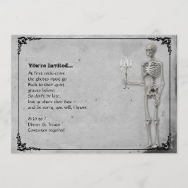 Convite Partido de esqueleto do Dia das Bruxas do vintage