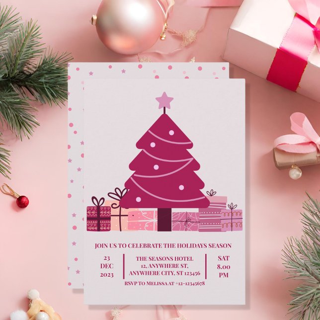 Convite Partido de Férias Festivas da Feliz Vermelha Minim (Criador carregado)